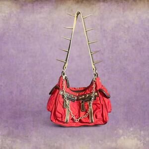 Up cycled red mini shoulder bag
